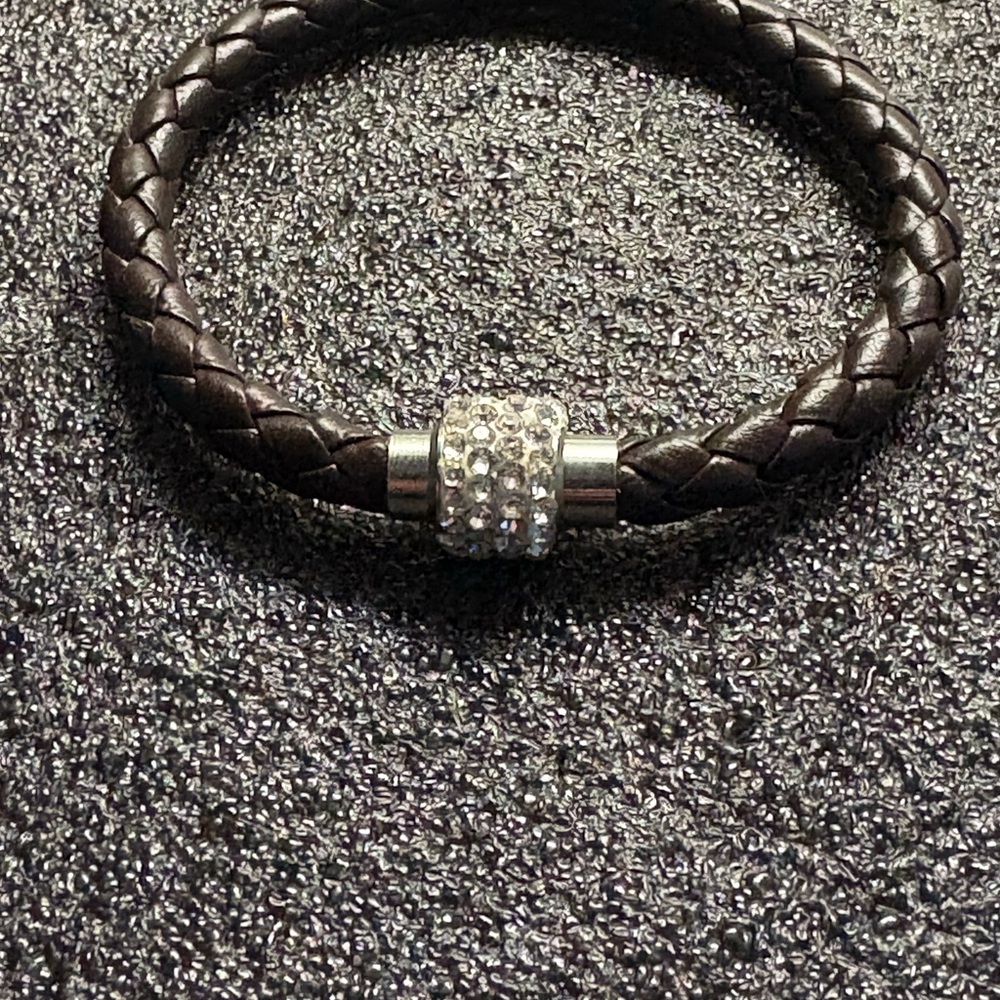 Brown Braided Bracelet with Silver Clasp